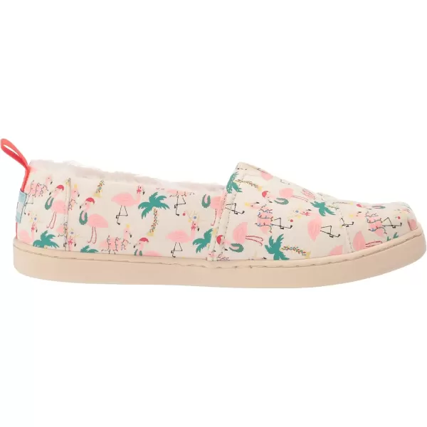 imageTOMS UnisexChild Alpargata Ruffle Slip on Flats Little Big Kid SneakerNatural Holiday Flamingos