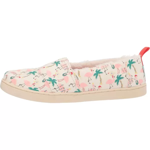 imageTOMS UnisexChild Alpargata Ruffle Slip on Flats Little Big Kid SneakerNatural Holiday Flamingos