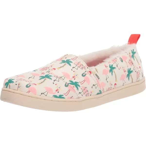 imageTOMS UnisexChild Alpargata Ruffle Slip on Flats Little Big Kid SneakerNatural Holiday Flamingos