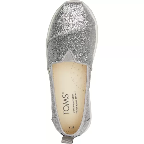 imageTOMS UnisexChild Alpargata Ruffle Slip on Flats Little Big Kid SneakerSilver Iridescent Glimmer