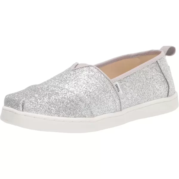 imageTOMS UnisexChild Alpargata Ruffle Slip on Flats Little Big Kid SneakerSilver Iridescent Glimmer