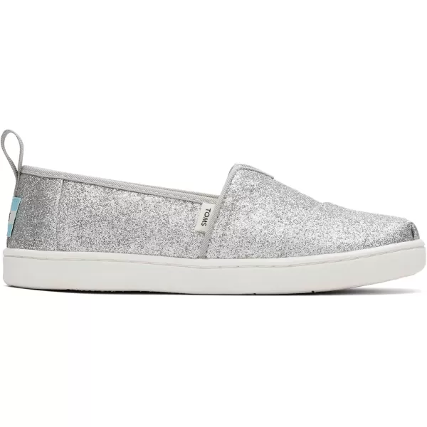 imageTOMS UnisexChild Alpargata Ruffle Slip on Flats Little Big Kid SneakerSilver Iridescent Glimmer