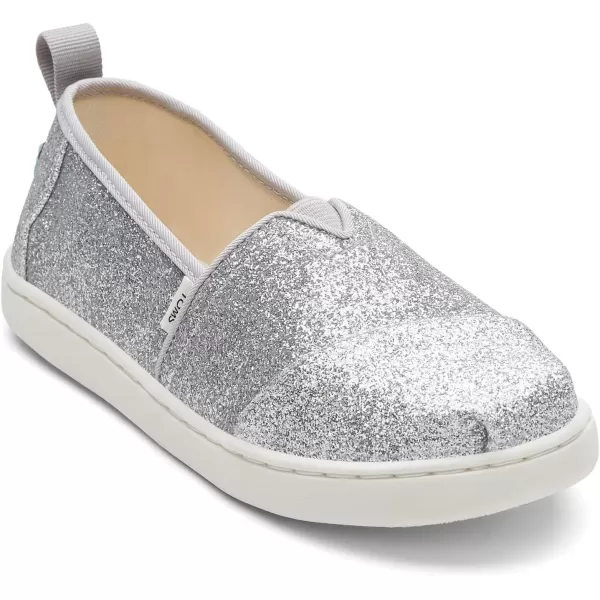 imageTOMS UnisexChild Alpargata Ruffle Slip on Flats Little Big Kid SneakerSilver Iridescent Glimmer