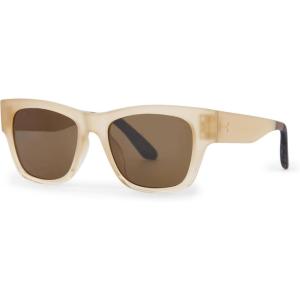 imageTOMS Traveler Unisex Devon Rectangular SunglassesMatteShiny Oatmilk Crystal Fade