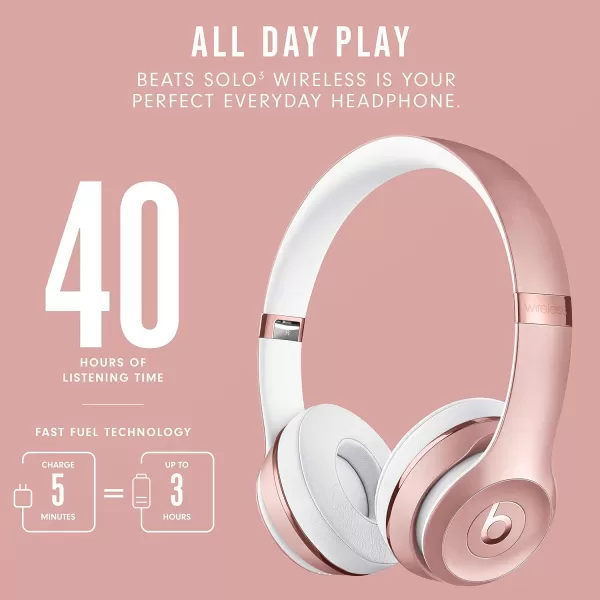 imageBeats Solo3 Wireless OnEar Headphones  Apple W1 Headphone Chip Class 1 Bluetooth 40 Hours of Listening Time Builtin Microphone  Red Latest ModelRose Gold Solo3 Without AppleCare