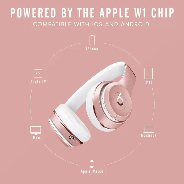 imageBeats Solo3 Wireless OnEar Headphones  Apple W1 Headphone Chip Class 1 Bluetooth 40 Hours of Listening Time Builtin Microphone  Red Latest ModelRose Gold Solo3 Without AppleCare