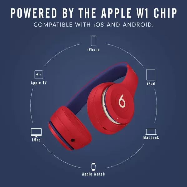 imageBeats Solo3 Wireless OnEar Headphones  Apple W1 Headphone Chip Class 1 Bluetooth 40 Hours of Listening Time Builtin Microphone  Satin Silver Latest ModelClub Red One Size Solo 3