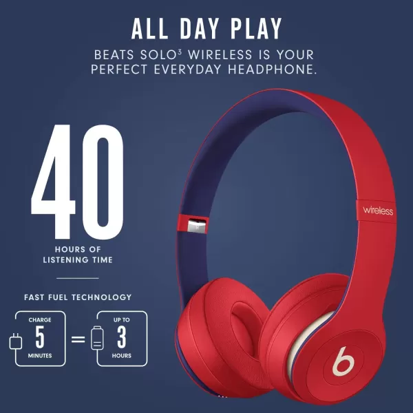 imageBeats Solo3 Wireless OnEar Headphones  Apple W1 Headphone Chip Class 1 Bluetooth 40 Hours of Listening Time Builtin Microphone  Satin Silver Latest ModelClub Red One Size Solo 3