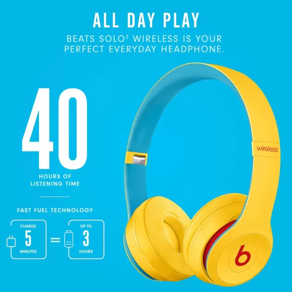 imageBeats Solo3 Wireless OnEar Headphones  Apple W1 Headphone Chip Class 1 Bluetooth 40 Hours of Listening Time Builtin Microphone  Satin Silver Latest ModelClub Yellow One Size Solo 3