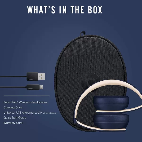 imageBeats Solo3 Wireless OnEar Headphones  Apple W1 Headphone Chip Class 1 Bluetooth 40 Hours of Listening Time Builtin Microphone  Satin Silver Latest ModelClub Navy One Size Solo 3