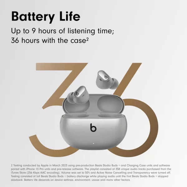 imageBeats Studio Buds   True Wireless Noise Cancelling Earbuds Enhanced Apple amp Android Compatibility Builtin Microphone Sweat Resistant Bluetooth Headphones Spatial Audio  IvoryCosmic Silver Studio Buds  Without AppleCare