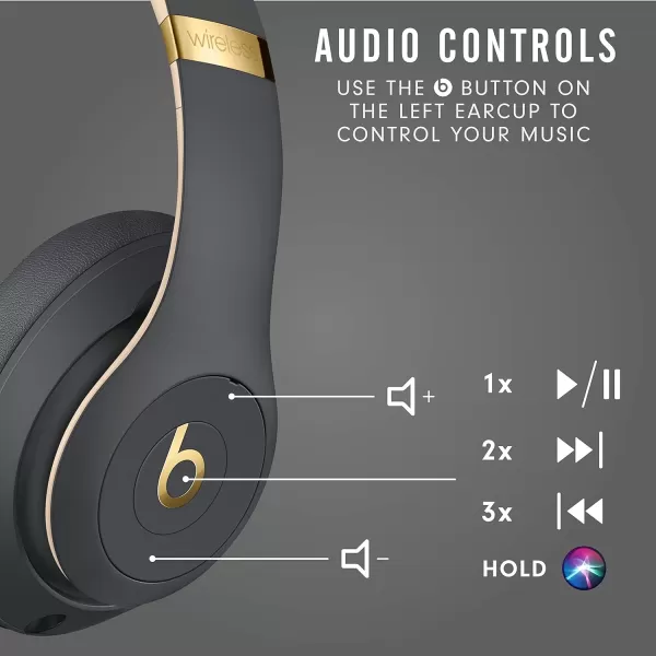 imageBeats Studio3 Wireless Noise Cancelling OverEar Headphones  Apple W1 Headphone Chip Class 1 Bluetooth 22 Hours of Listening Time Builtin Microphone  WhiteShadow Gray Studio3