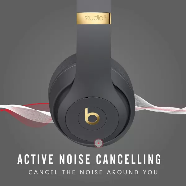 imageBeats Studio3 Wireless Noise Cancelling OverEar Headphones  Apple W1 Headphone Chip Class 1 Bluetooth 22 Hours of Listening Time Builtin Microphone  WhiteShadow Gray Studio3