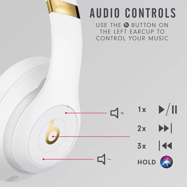imageBeats Studio3 Wireless Noise Cancelling OverEar Headphones  Apple W1 Headphone Chip Class 1 Bluetooth 22 Hours of Listening Time Builtin Microphone  WhiteWhite Studio3