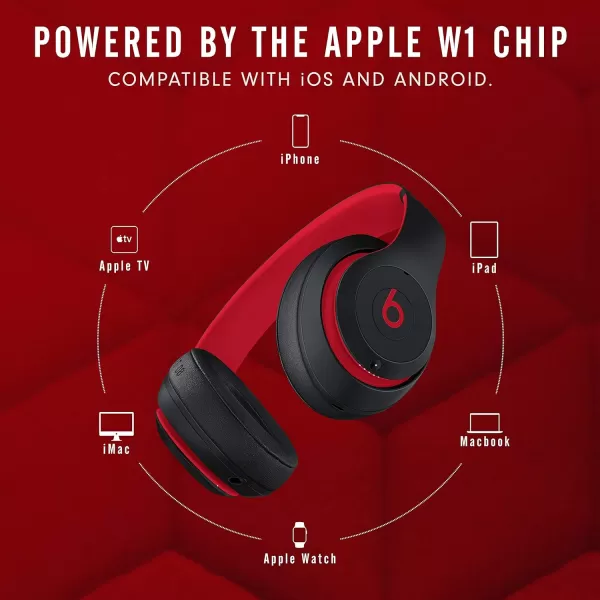 imageBeats Studio3 Wireless Noise Cancelling OverEar Headphones  Apple W1 Headphone Chip Class 1 Bluetooth 22 Hours of Listening Time Builtin Microphone  WhiteDefiant BlackRed Studio3