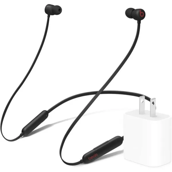 imageBeats Flex Wireless Earbuds  Apple W1 Headphone Chip Magnetic Earphones Class 1 Bluetooth 12 Hours of Listening Time Builtin Microphone  Smoke GrayBlack Flex amp Power Adapter
