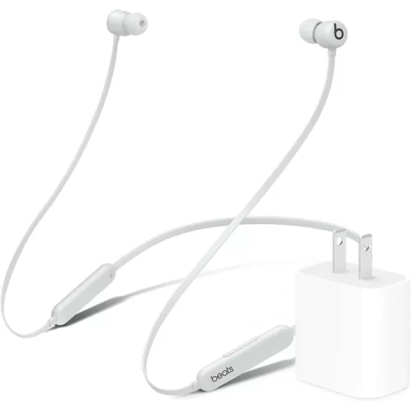 imageBeats Flex Wireless Earbuds  Apple W1 Headphone Chip Magnetic Earphones Class 1 Bluetooth 12 Hours of Listening Time Builtin Microphone  Smoke GraySmoke Gray Flex amp Power Adapter
