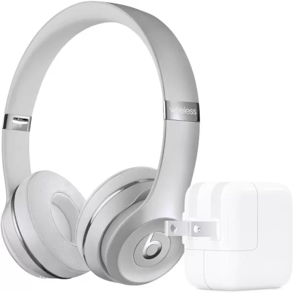 imageBeats Solo3 Wireless OnEar Headphones  Apple W1 Headphone Chip Class 1 Bluetooth 40 Hours of Listening Time Builtin Microphone  Red Latest ModelSilver Solo3 amp Power Adapter Without AppleCare