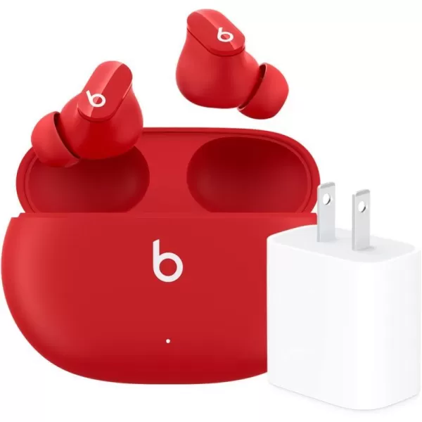 imageBeats Studio Buds  True Wireless Noise CancellingnbspEarbudsnbsp Compatible with Apple amp Android Builtin Microphone IPX4 Rating Sweat Resistant Earphones Class 1 BluetoothnbspHeadphones  Moon GrayRed Studio Buds amp Power Adapter Without AppleCare