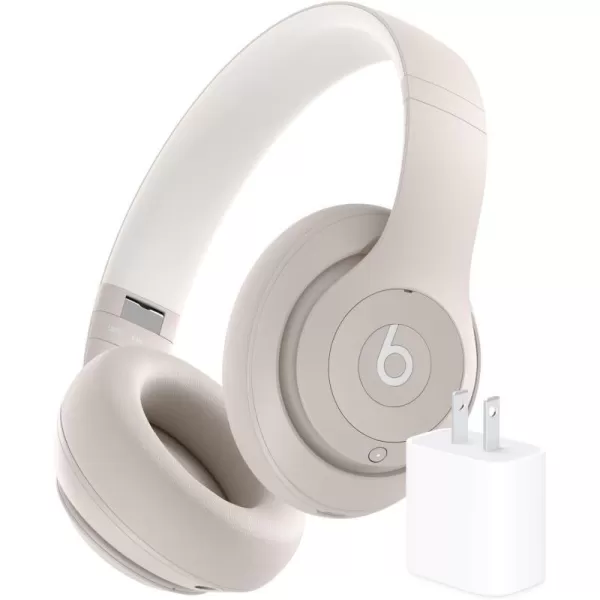 imageBeats Studio Pro  Wireless Bluetooth Noise Cancelling Headphones  Personalized Spatial Audio USBC Lossless Audio Apple amp Android Compatibility Up to 40 Hours Battery Life  SandstoneSandstone Studio Pro amp Power Adapter Without AppleCare