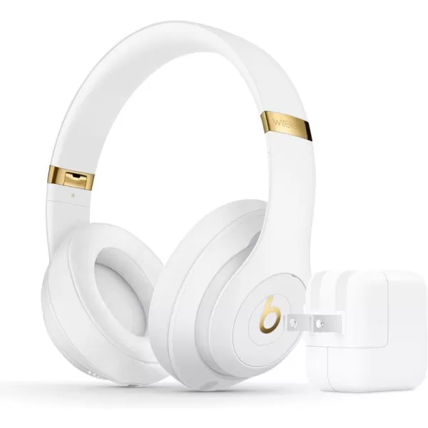 imageBeats Studio3 Wireless Noise Cancelling OverEar Headphones  Apple W1 Headphone Chip Class 1 Bluetooth 22 Hours of Listening Time Builtin Microphone  WhiteWhite Studio3  Power Adapter