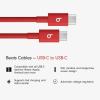 imageBeats USBC to USBC Woven Short Cable Fast Charging DurableTangleFree Compatible Charger for Apple ampamp Android Devices 20 cm 8 in  Bolt BlackRapid Red