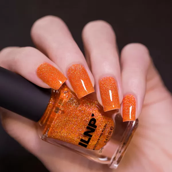 ILNP Euphoria  Vibrant Orange Hologrpahic Jelly Nail Polish