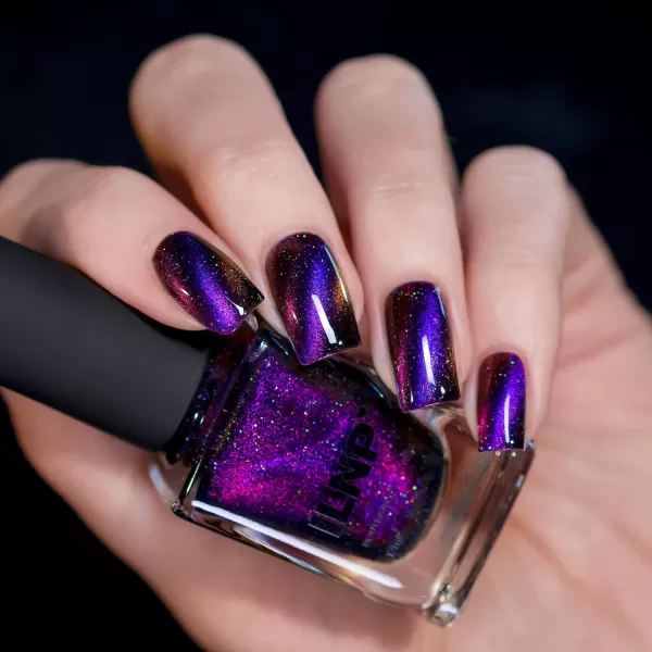 ILNP High Roller  BlackBased Purple Magnetic Holographic Nail PolishILNP High Roller  BlackBased Purple Magnetic Holographic Nail Polish