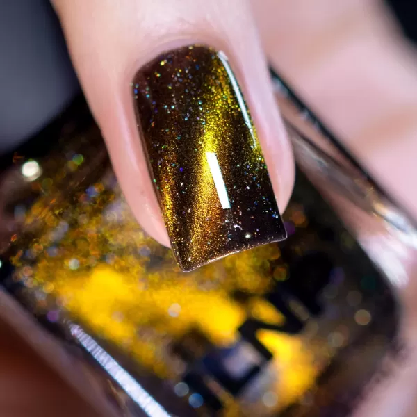 imageILNP Jackpot  BlackBased Gold Magnetic Holographic Nail Polish