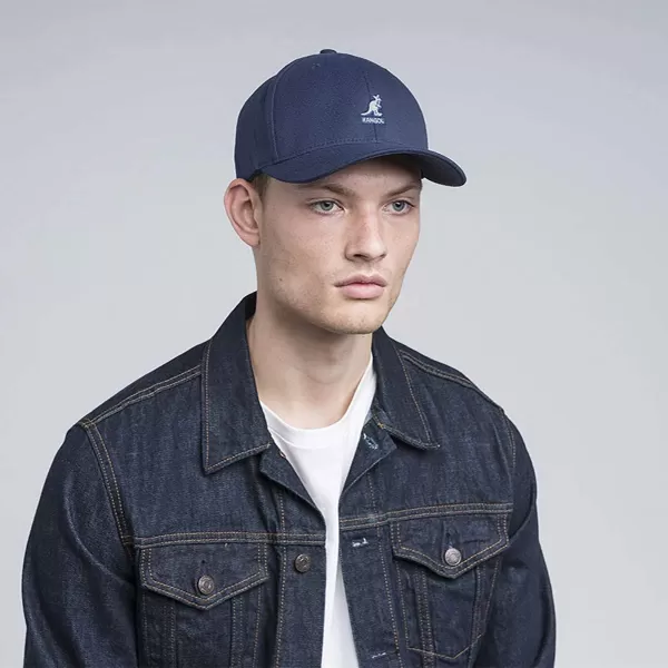 The Kangol Sport Collection Mens Wool Flexfit Baseball CapDark Blue