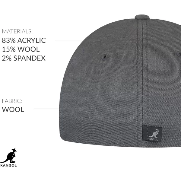 The Kangol Sport Collection Mens Wool Flexfit Baseball CapDark Flannel