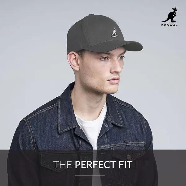 The Kangol Sport Collection Mens Wool Flexfit Baseball CapDark Flannel