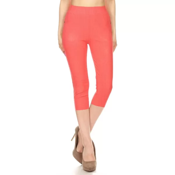 Leggings Depot Women's Cotton Blend Stretch Pull-on Jeggings Casual Pants with Pockets 