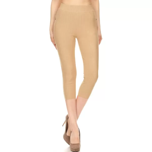 Leggings Depot Women's Cotton Blend Stretch Pull-on Jeggings Casual Pants with Pockets 