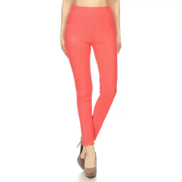 Leggings Depot Women's Cotton Blend Stretch Pull-on Jeggings Casual Pants with Pockets 