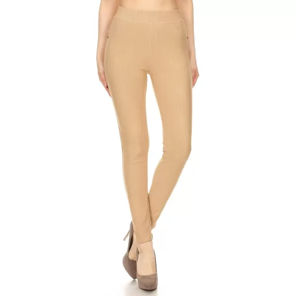 Leggings Depot Women's Cotton Blend Stretch Pull-on Jeggings Casual Pants with Pockets 