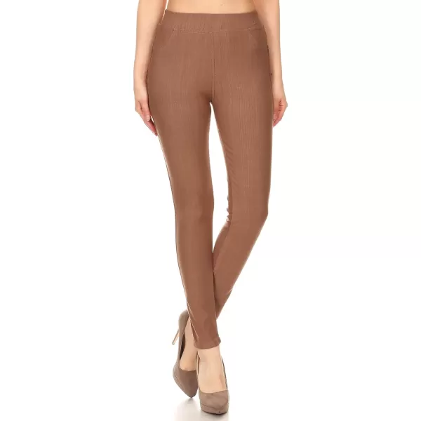 Leggings Depot Women's Cotton Blend Stretch Pull-on Jeggings Casual Pants with Pockets 