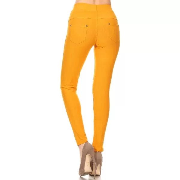 Leggings Depot Women's Cotton Blend Stretch Pull-on Jeggings Casual Pants with Pockets 