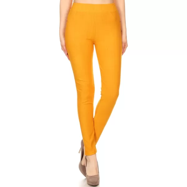 Leggings Depot Women's Cotton Blend Stretch Pull-on Jeggings Casual Pants with Pockets 