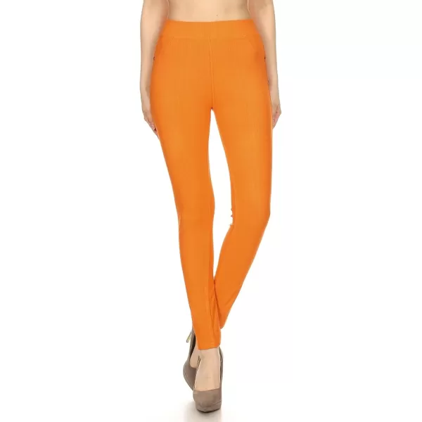 Leggings Depot Women's Cotton Blend Stretch Pull-on Jeggings Casual Pants with Pockets 