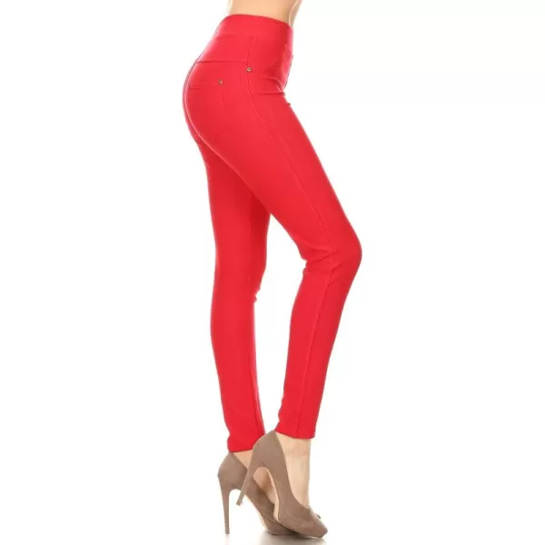 Leggings Depot Women's Cotton Blend Stretch Pull-on Jeggings Casual Pants with Pockets 