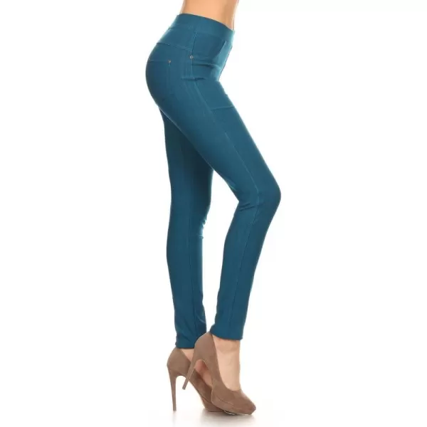 Leggings Depot Women's Cotton Blend Stretch Pull-on Jeggings Casual Pants with Pockets 