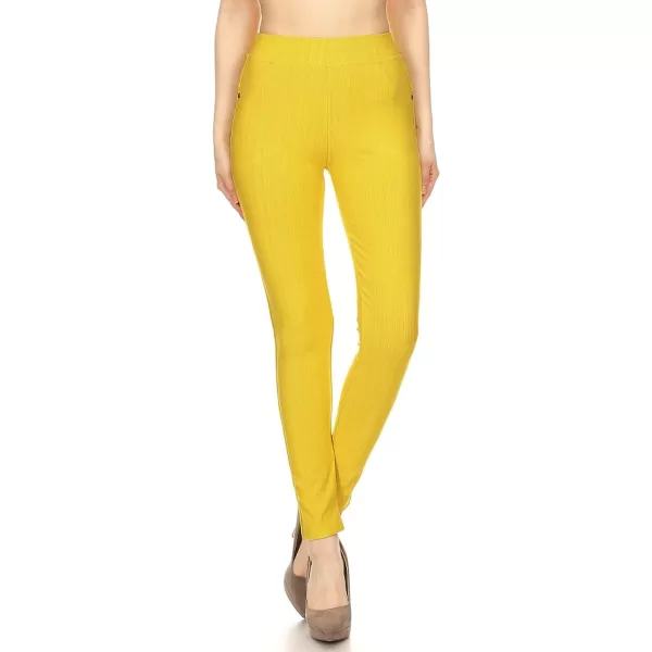 Leggings Depot Women's Cotton Blend Stretch Pull-on Jeggings Casual Pants with Pockets 
