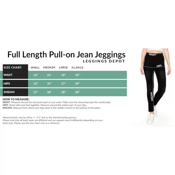 Leggings Depot Women's Stretch Pull-on Skinny Denim Look Jean Leggings 