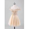 imageOff Shoulder Tulle Homecoming Dresses 2025 Prom Dresses Short Sparkly Beaded Formal Party GownsYellow