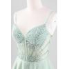 imageTulle Homecoming Dresses for Teens 2025 Prom Dresses Short Spaghetti Strap V Neck Beaded Formal Party GownsYellow