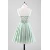 imageTulle Homecoming Dresses for Teens 2025 Prom Dresses Short Spaghetti Strap V Neck Beaded Formal Party GownsYellow