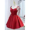 imageVintage Gothic Dresses Satin Homecoming Dress Short Prom Dress for Teens Spaghetti Straps Cocktail GownsRed