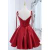 imageVintage Gothic Dresses Satin Homecoming Dress Short Prom Dress for Teens Spaghetti Straps Cocktail GownsRose Red