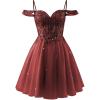 imageOff Shoulder Tulle Homecoming Dresses 2025 Prom Dresses Short Sparkly Beaded Formal Party GownsWine Red